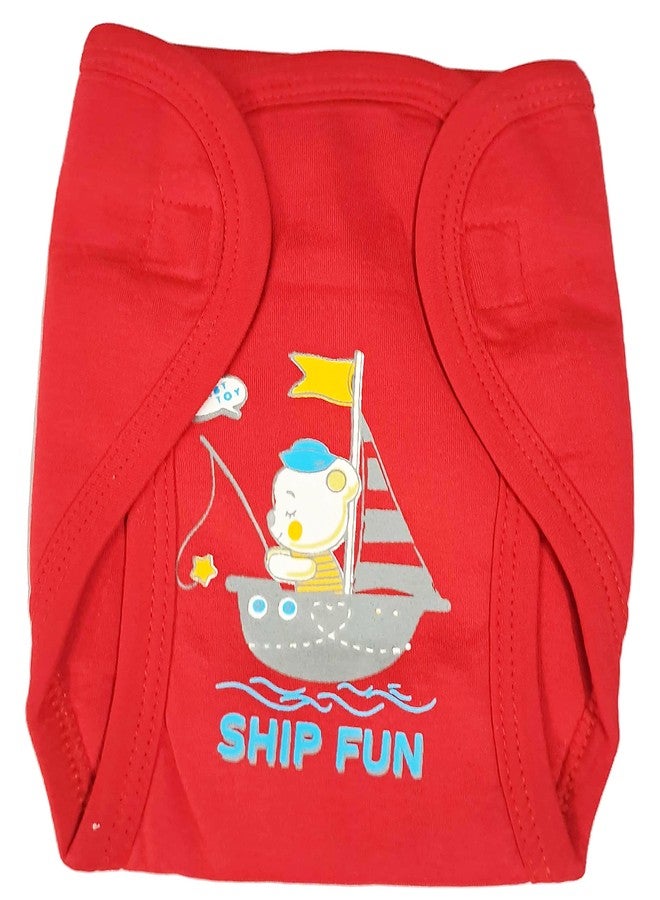 Ess Cubes Enterprise EssCubes Enterprise Super Soft Infant New Born Baby Boy and Baby Girls Clothes Shirt, Washable Diaper Nappy with Bib Set 3-6 Months (Red) - Image 4