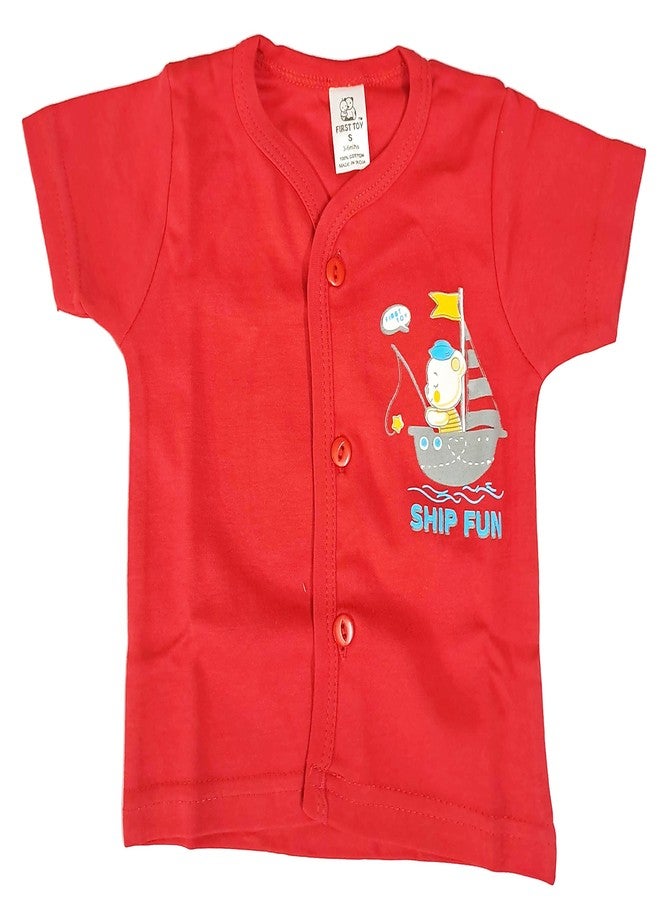 Ess Cubes Enterprise EssCubes Enterprise Super Soft Infant New Born Baby Boy and Baby Girls Clothes Shirt, Washable Diaper Nappy with Bib Set 3-6 Months (Red) - Image 3