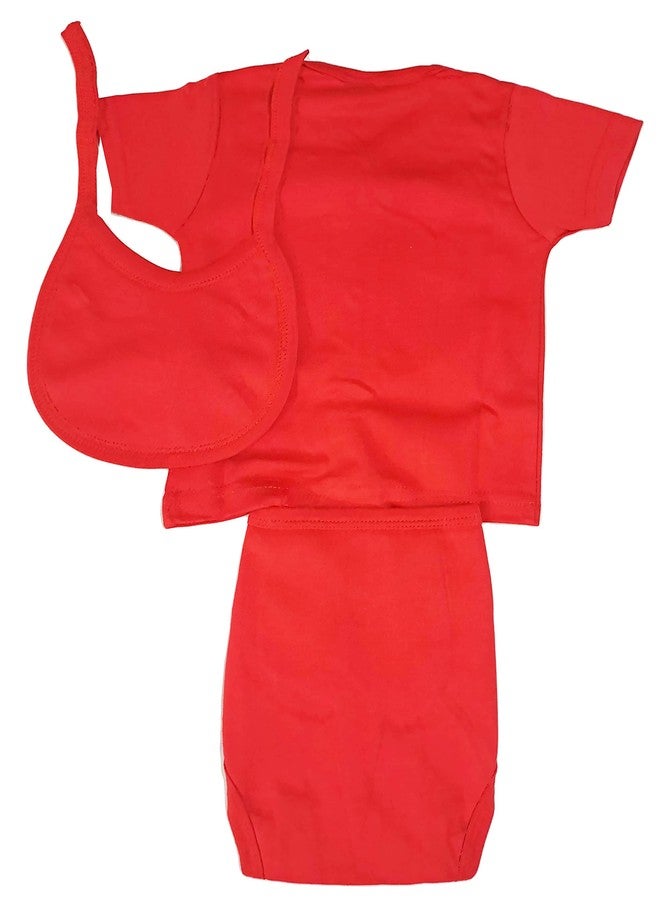 Ess Cubes Enterprise EssCubes Enterprise Super Soft Infant New Born Baby Boy and Baby Girls Clothes Shirt, Washable Diaper Nappy with Bib Set 3-6 Months (Red) - Image 2