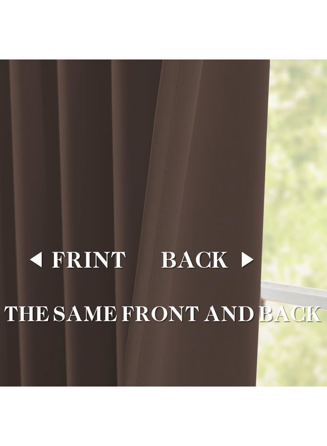 DONREN Brown Pinch Pleated Back Tab Blackout Curtains 40" W x 92" L - Image 5