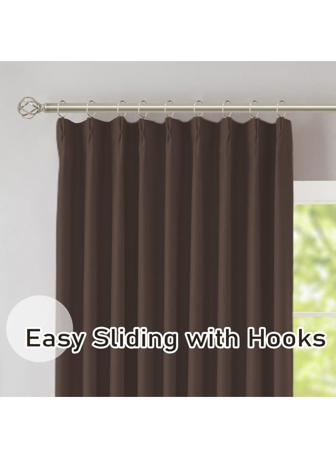 DONREN Brown Pinch Pleated Back Tab Blackout Curtains 40" W x 92" L - Image 4