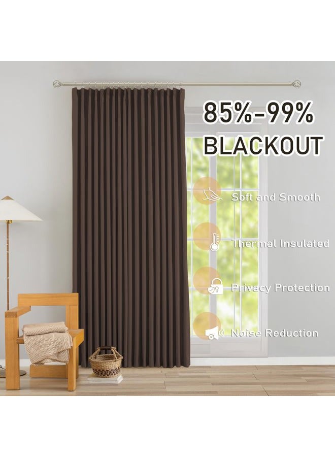 DONREN Brown Pinch Pleated Back Tab Blackout Curtains 40" W x 92" L - Image 2