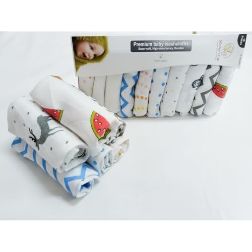 Bright Décor Pack of 10-100% Pure Muslin Cotton Baby Napkin - 10 Baby Towel with Size 29x29 cm Baby Washcloths - Image 2