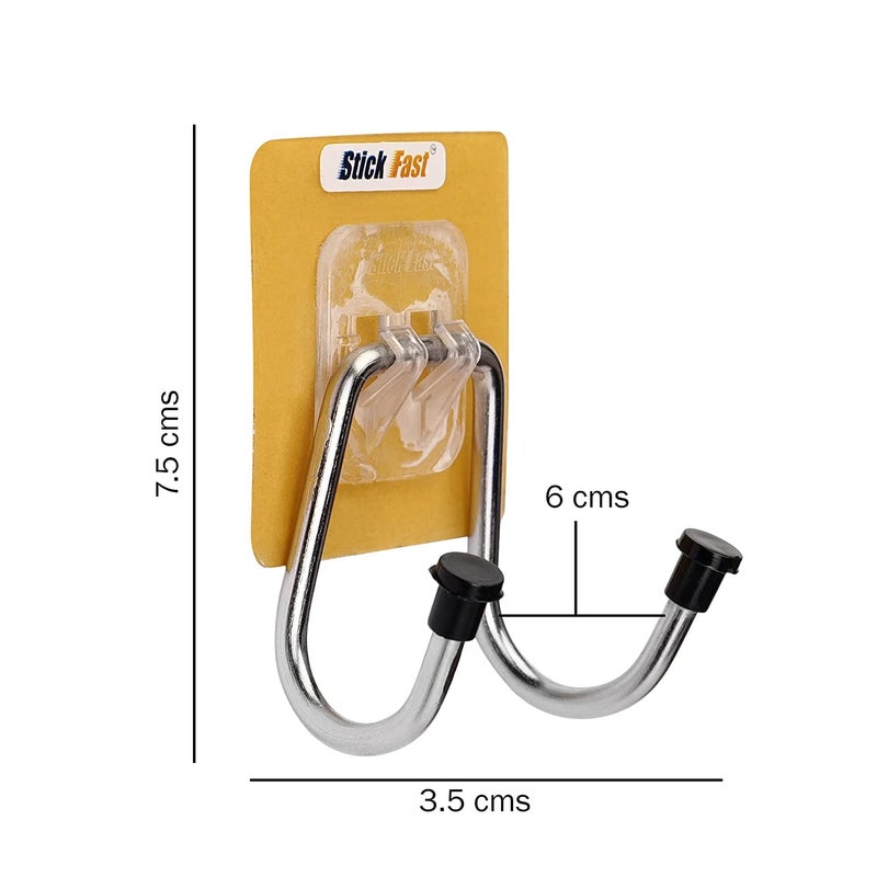 SF - Stick Fast Stick Fast Self Adhesive Series Wall Dual Hook Wall Hangers with Strong Adhesive Tape for Bedroom Bathroom Kitchen Accessories Items Big Size Pack of 4 - Image 4