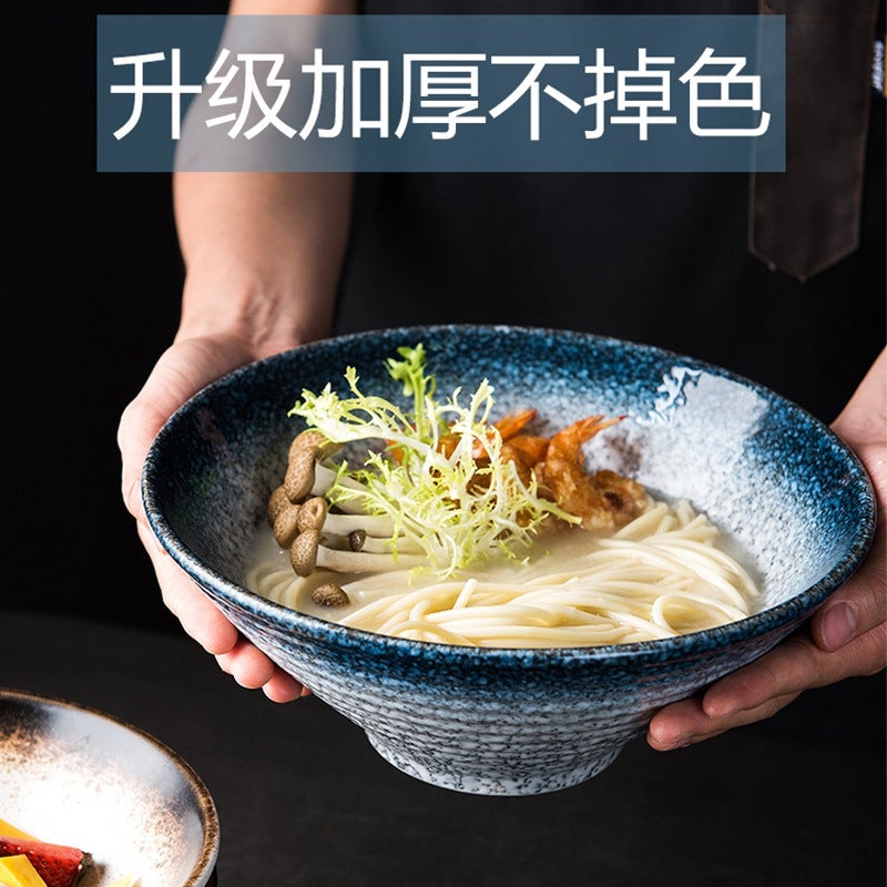 Japanese Ceramic Bowl Household Large Ramen Bowl Rice Bowl Noodle Soup Bowl Creative Tableware Restaurant Bamboo Hat Bowl - Image 4