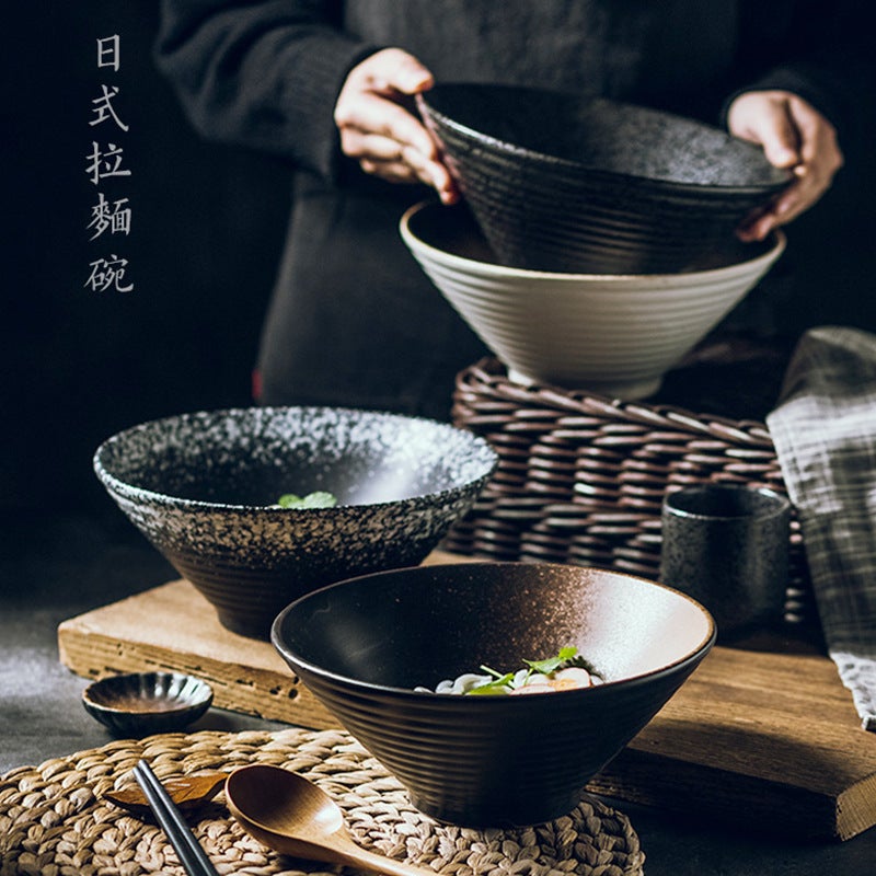 Japanese Ceramic Bowl Household Large Ramen Bowl Rice Bowl Noodle Soup Bowl Creative Tableware Restaurant Bamboo Hat Bowl - Image 2