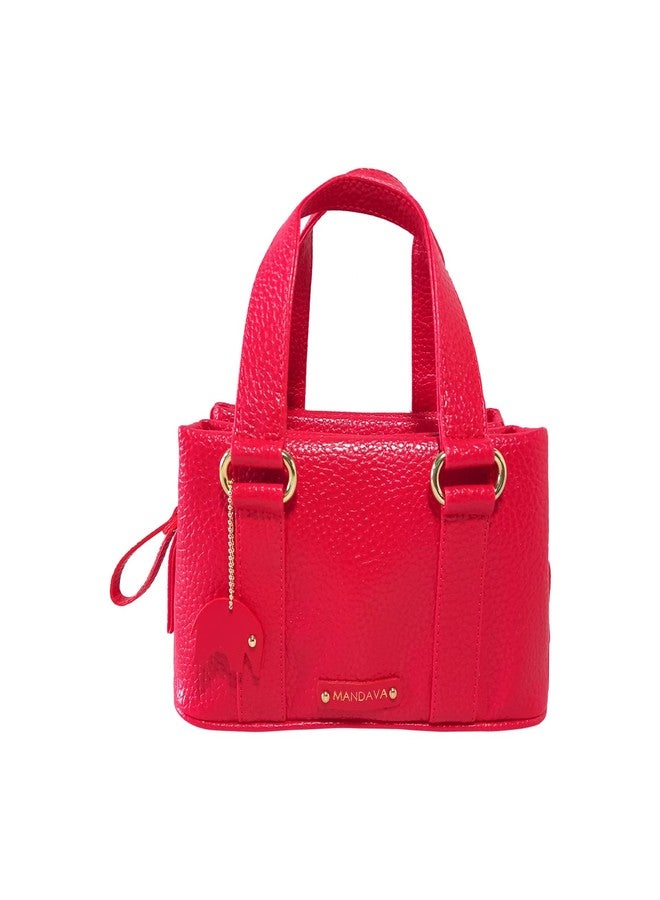 MANDAVA Women's PU Leather Mini Handbag, Top Handle Small Satchel Bag for Ladies (Cherry Red) - Image 1