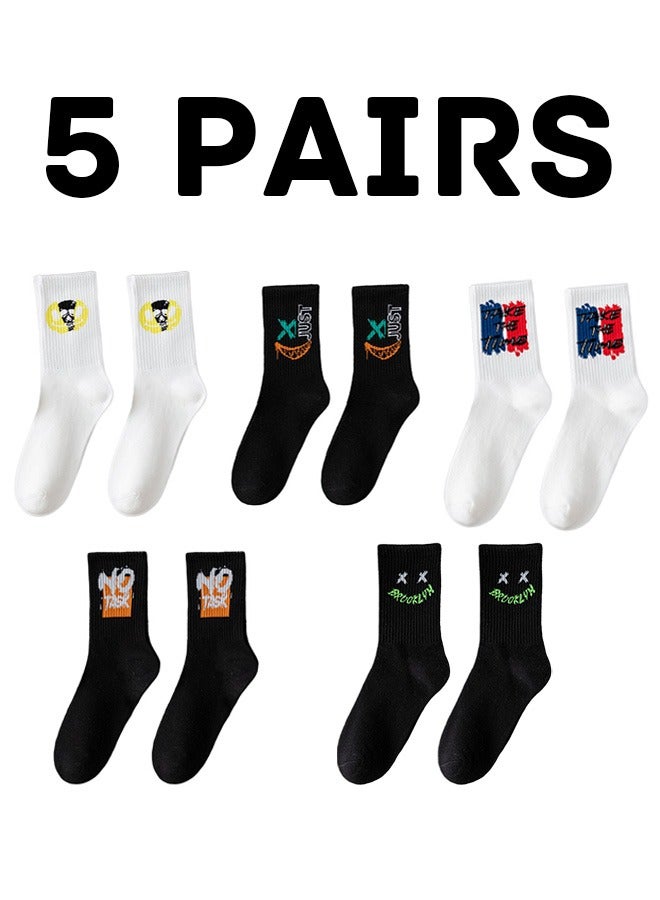 5 Pairs of Men's Basketball Cotton Socks,Thickened Long Tube Socks,Comfortable and Breathable,Odor Proof, Anti Slip,Antibacterial,and Sweat Absorbing - Image 1