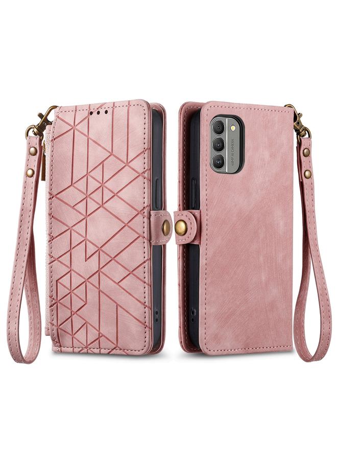 S-TOP Case For Nokia X30 5G Geometric Zipper Wallet Side Buckle Leather Phone Case - Image 2