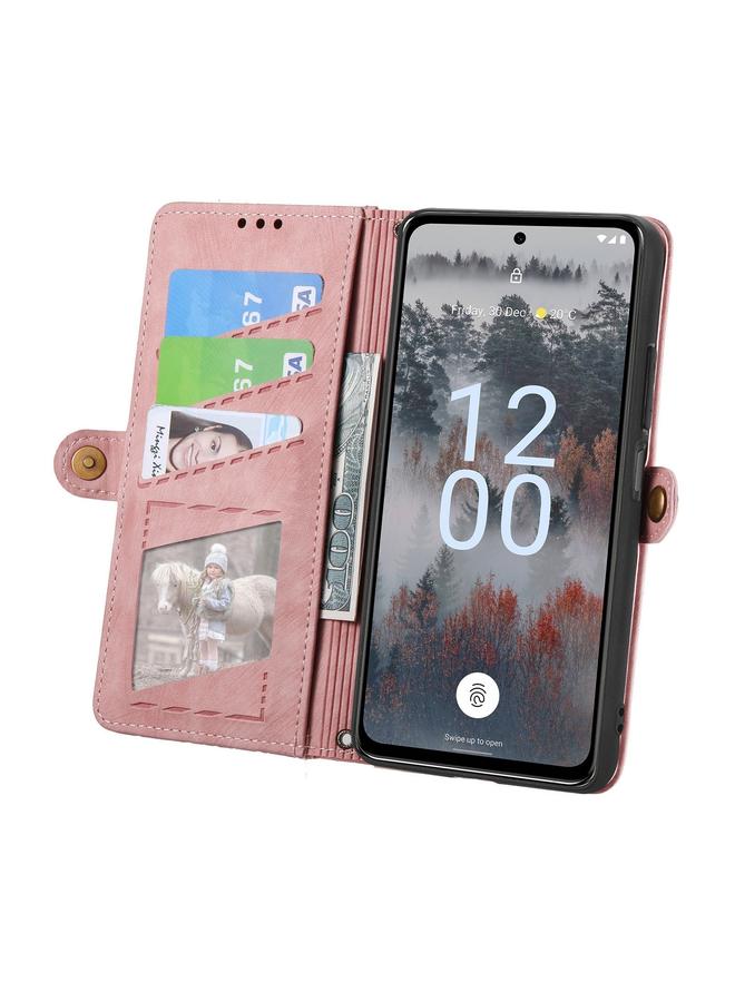 S-TOP Case For Nokia X30 5G Geometric Zipper Wallet Side Buckle Leather Phone Case - Image 3