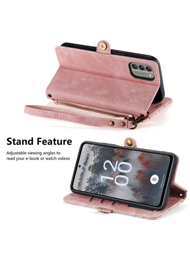 S-TOP Case For Nokia X30 5G Geometric Zipper Wallet Side Buckle Leather Phone Case - Image 4