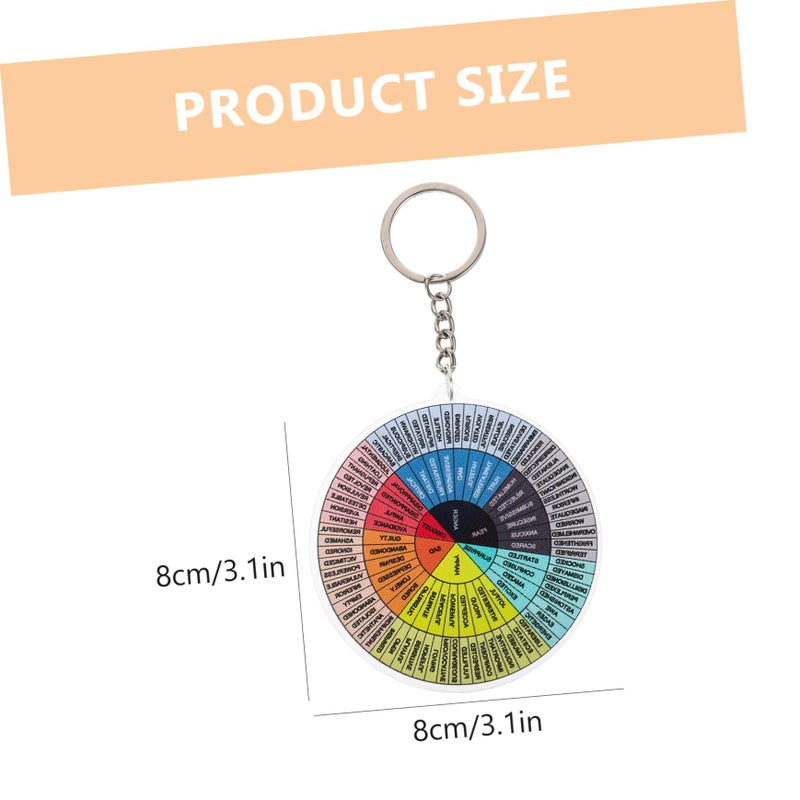 Acrylic Feelings Wheel Keychain Durable Mental Health Emotions Chart Pendant - Image 3