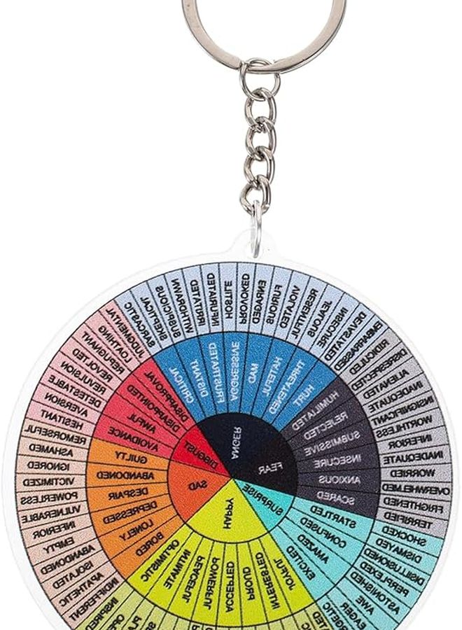 Acrylic Feelings Wheel Keychain Durable Mental Health Emotions Chart Pendant - Image 1