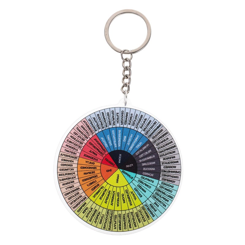 Acrylic Feelings Wheel Keychain Durable Mental Health Emotions Chart Pendant - Image 2