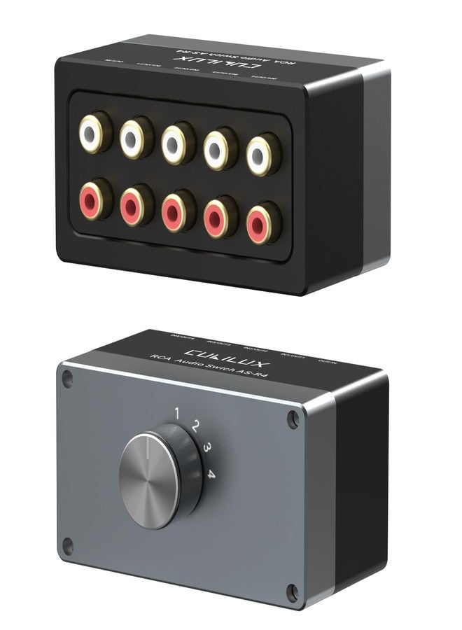 Cubilux AS-R4 4-Channel RCA Audio Selector, Bidirectional 4-Way Stereo RCA Aux Switcher, 1-Input to 4-Output / 4-Input to 1-Output RCA Switch - Image 1