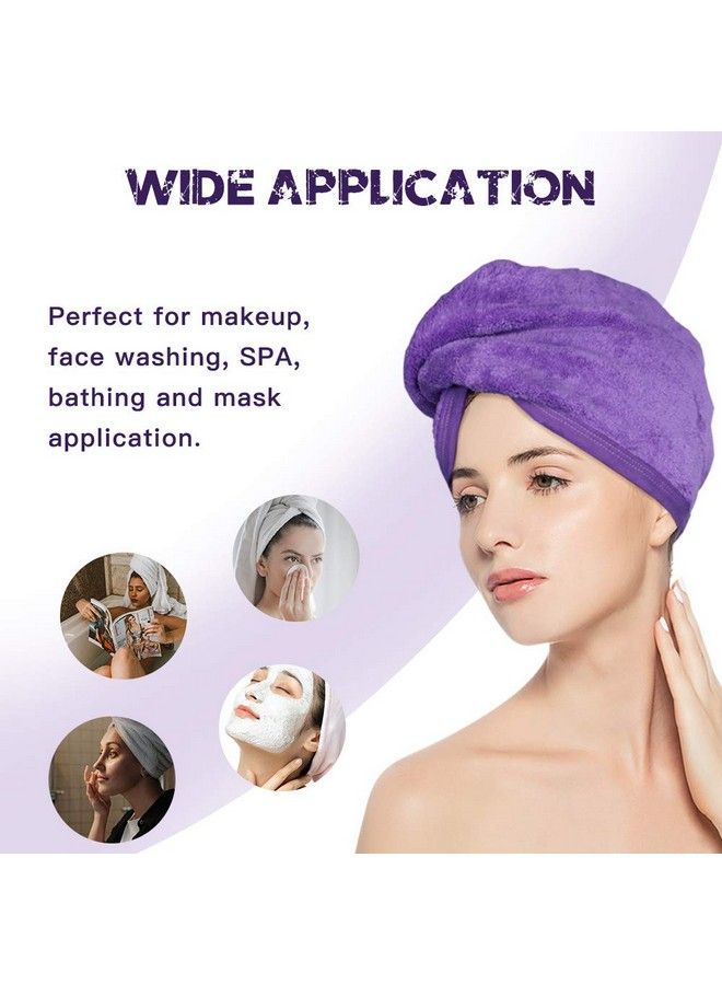 HWASHIN 3 Pack Microfiber Hair Towel Wrap For Women Anti Frizz Absorbent Bath Shower Hair Turbans Quick Dry Soft Hair Hat For Drying Curly Long & Thick Hair (Gray/Blue/Purple) - Image 3