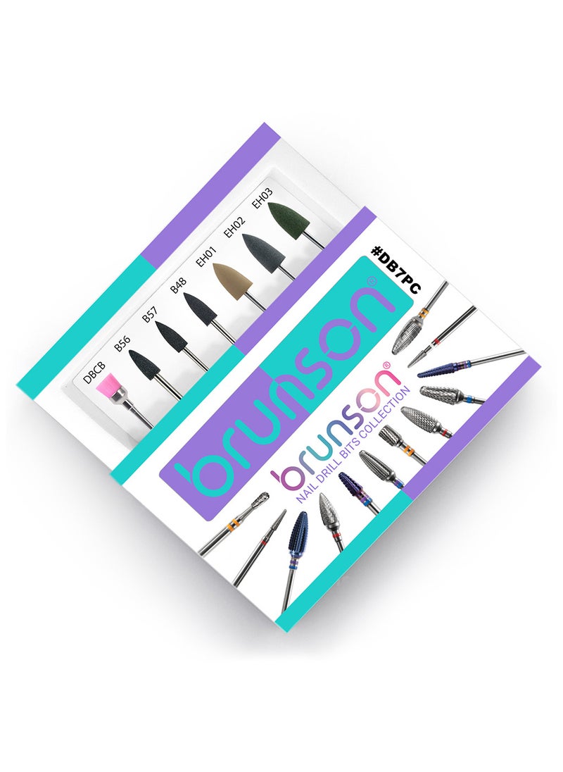 brunson - Nail Drill Bits Set 7pcs Nail Art Silicone Polisher Nail Polishing Burr Drill Bits Grinding Head for Manicure Nail Grinding and Trimming - Image 1