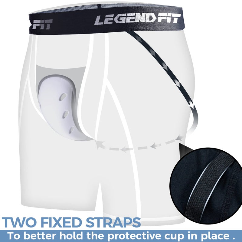 Legendfit Men Football Compression Shorts w/Cup Straps Protective Athletic Sliding Underwear Baseball Lacrosse Cricket - Image 2