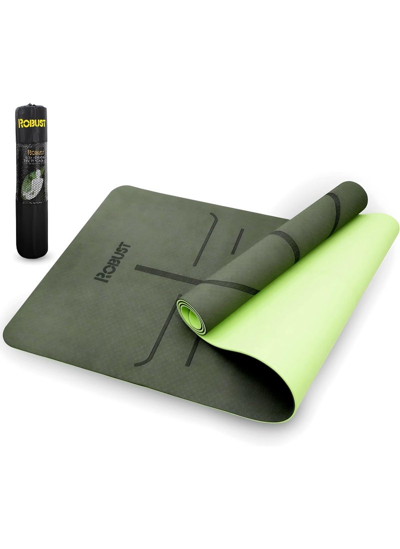 ROBUST Yoga Mat Double Layer Anti-slip Eco Friendly texture surface (Size 183cmx 61cm) SGS Certified Position Liens & Hanging Band, Home/Gym Workout Sports Exercise Sports Mattress  - Image 1