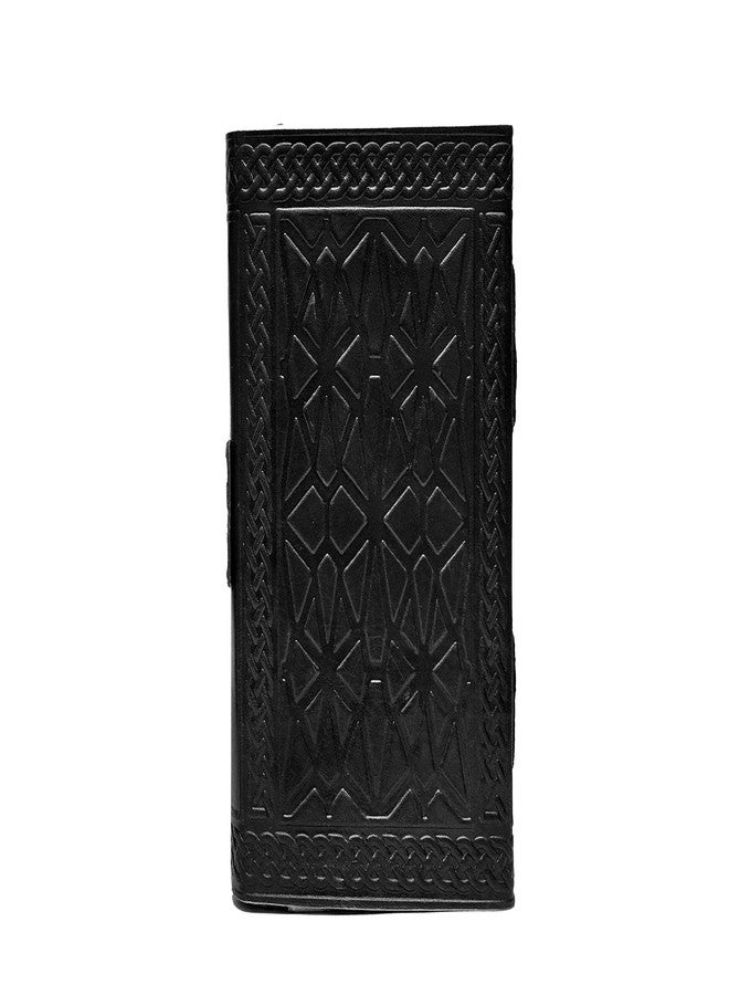 كويرو دفتر رسم جلدي عتيق منقوش عليه لازورد أزرق من مجموعة ثري مون | 240 صفحة من ورق عتيق مصنوع يدويًا بحواف خشنة، دفتر رسم جلدي، دفتر رسم، هدية رائعة (5 × 7 بوصة، أسود) - Image 5