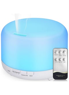 Aroma Diffuser Humidifier 450 ml Ultrasonic Aromatherapy Humidifier Colourful LED Lamp with Remote Control Function for Yoga Salon SPA Living, Sleeping, Bathing, Hotel, Pure White  - Image 1