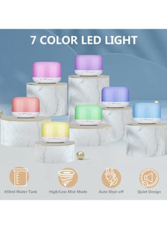 Aroma Diffuser Humidifier 450 ml Ultrasonic Aromatherapy Humidifier Colourful LED Lamp with Remote Control Function for Yoga Salon SPA Living, Sleeping, Bathing, Hotel, Pure White  - Image 2
