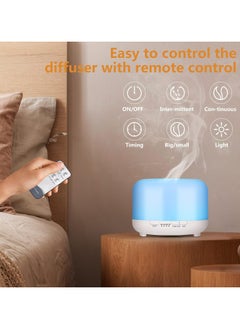 Aroma Diffuser Humidifier 450 ml Ultrasonic Aromatherapy Humidifier Colourful LED Lamp with Remote Control Function for Yoga Salon SPA Living, Sleeping, Bathing, Hotel, Pure White  - Image 3