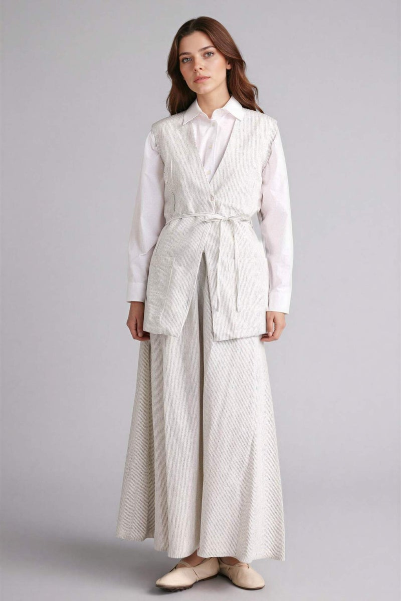 DeFacto A Cut Striped Linen Skirt - Image 3