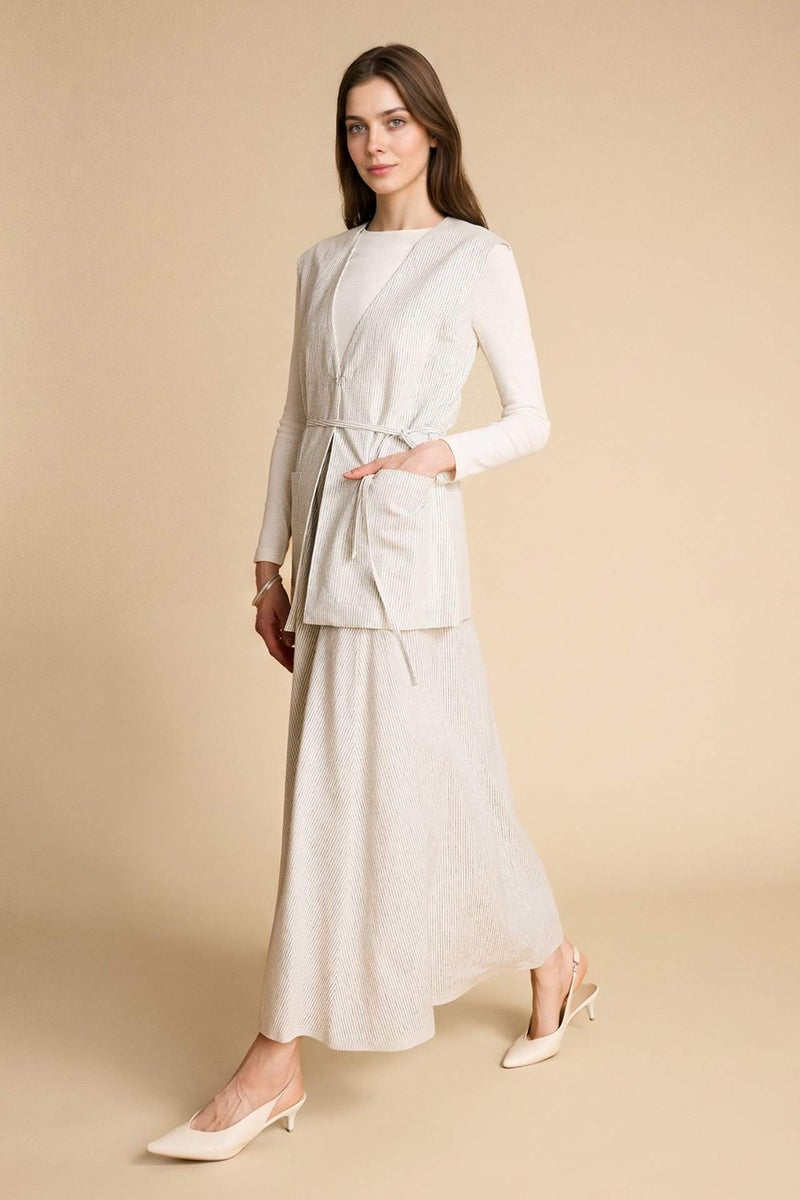 DeFacto A Cut Striped Linen Skirt - Image 2