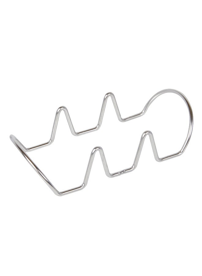 Restaurantware 6.7 Inch x 3.2 Inch Taco Stand, 1 Rectangle Taco Rank - Fits 3 Tacos, Reversible, Silver Stainless Steel Taco Holder, Dishwasher Safe, For Hard Or Soft Shells - Image 1