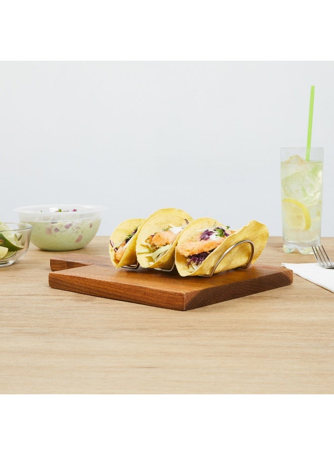 Restaurantware 6.7 Inch x 3.2 Inch Taco Stand, 1 Rectangle Taco Rank - Fits 3 Tacos, Reversible, Silver Stainless Steel Taco Holder, Dishwasher Safe, For Hard Or Soft Shells - Image 4