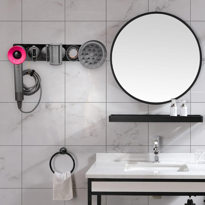 Luckam Hair Dryer Holder, Acrylic Wall Mount Bracket Stand Storage Rack Organizer Fits for Dyson Supersonic Hair Blow Dryer, Space Organizer for Bathroom/Bedroom/Washroom(Black) - Image 2