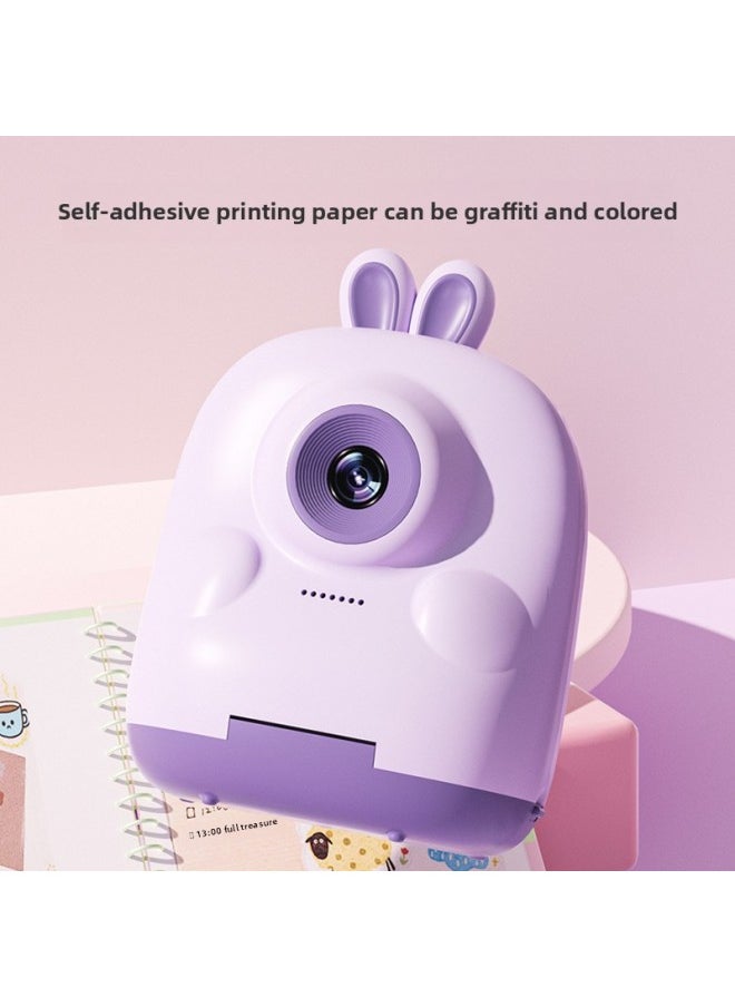Generic Children's Toy Polonoid Thermal Printing Camera Is A Shot Of High-definition Reverse Printing Camera-Color:Children's Print Camera Purple Bunny  - Image 4