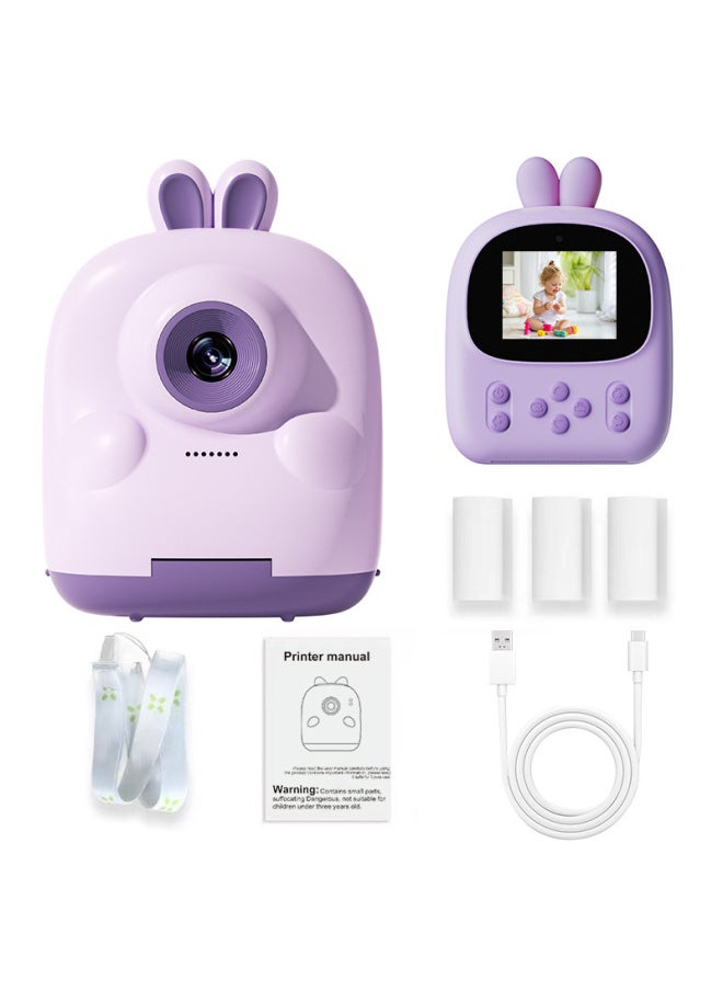 Generic Children's Toy Polonoid Thermal Printing Camera Is A Shot Of High-definition Reverse Printing Camera-Color:Children's Print Camera Purple Bunny  - Image 1