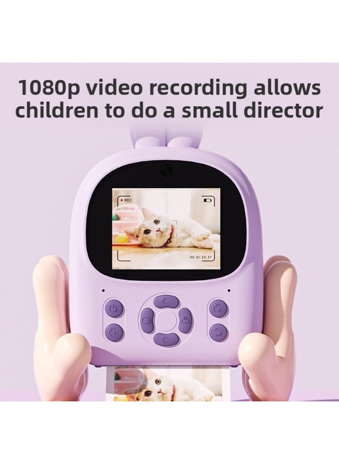 Generic Children's Toy Polonoid Thermal Printing Camera Is A Shot Of High-definition Reverse Printing Camera-Color:Children's Print Camera Purple Bunny  - Image 5