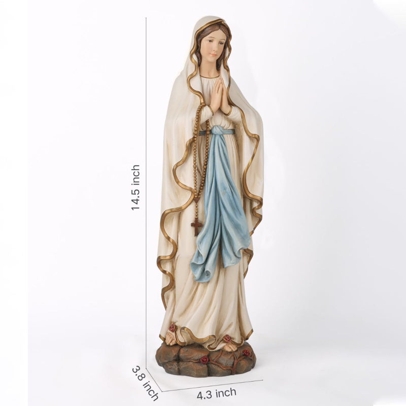 BC BUILDCLASSIC BC Catholic Our Lady of Lourdes Statue, Blessed Virgin Mary Figure for Altar,Religious Gift for Mom, Religious dÃ©cor for Home, 14.5" H, Renaissance Sculpture Handmade by Buildclassic - Image 4