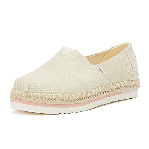 TOMS Women's Alpargata Platform Rope Loafer Flat, Natural Heavy Twill, 9.5 - Image 1