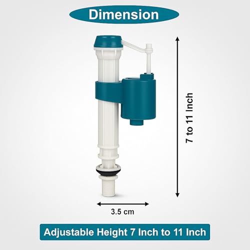 Prem's Big High-Pressure Anti-Siphon Ball Cock Fill Valve, Adjustable 7-11" Fit, Anti-Siphon Backflow Protection, Universal for One- & Two-Piece Toilets, White - Image 3