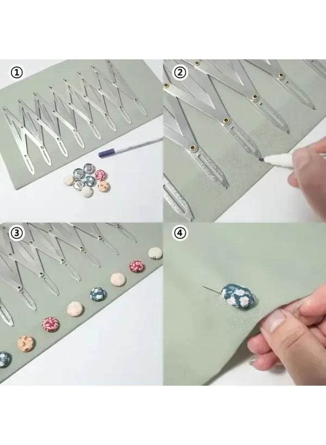 1pc Adjustable Aluminum Sewing Gauge Rust Resistant Multi Functional Curtain Fabric Measuring Tool - Image 5