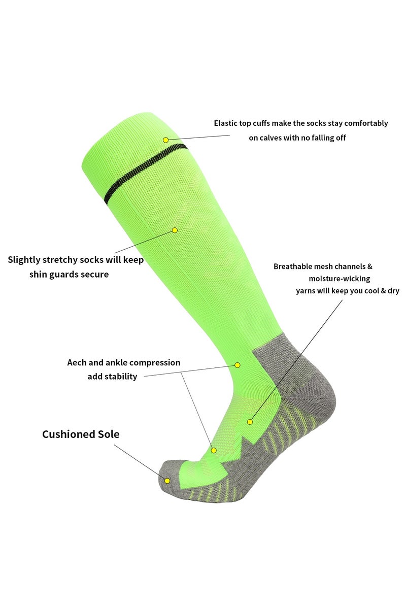 جناح السماء جوارب كرة قدم رجالية ونسائية، جوارب رياضية ضاغطة ومطاطة حتى الركبة جوارب للجنسين - أخضر - زوج واحد - Image 3