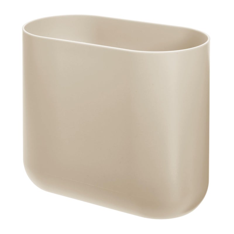 iDesign Small Slim Plastic Bathroom Trash Can Garbage Can for Bedroom Office Desk Dorm Brown - Image 2