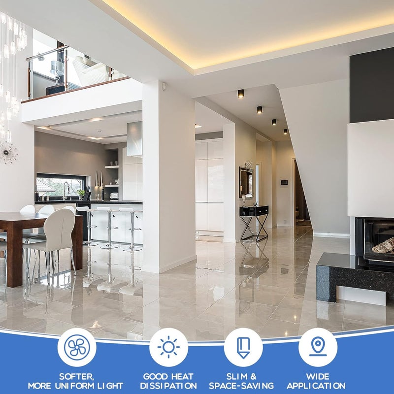 Macarrie 60 عبوة 33 قدم 1 متر نظام قنوات الألمنيوم LED على شكل U مع أغطية نهاية وأقواس تثبيت سهلة القطع والتركيب بملف منحني - Image 2