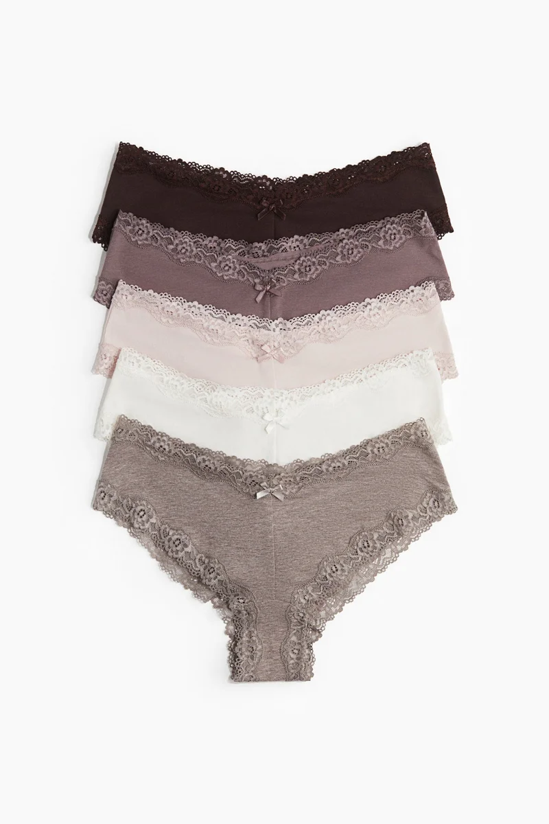 H&M 5-pack cotton and lace hipster briefs