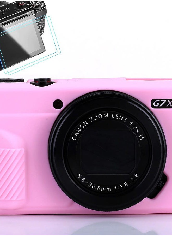 Pocoukate Camera Body Case for Canon G7X /G7X Mark II/Mark III Silicone Case Cover with Optical 9H Hardness 0.3mm Ultra-Thin DSLR Camera Screen Protector  - Image 1