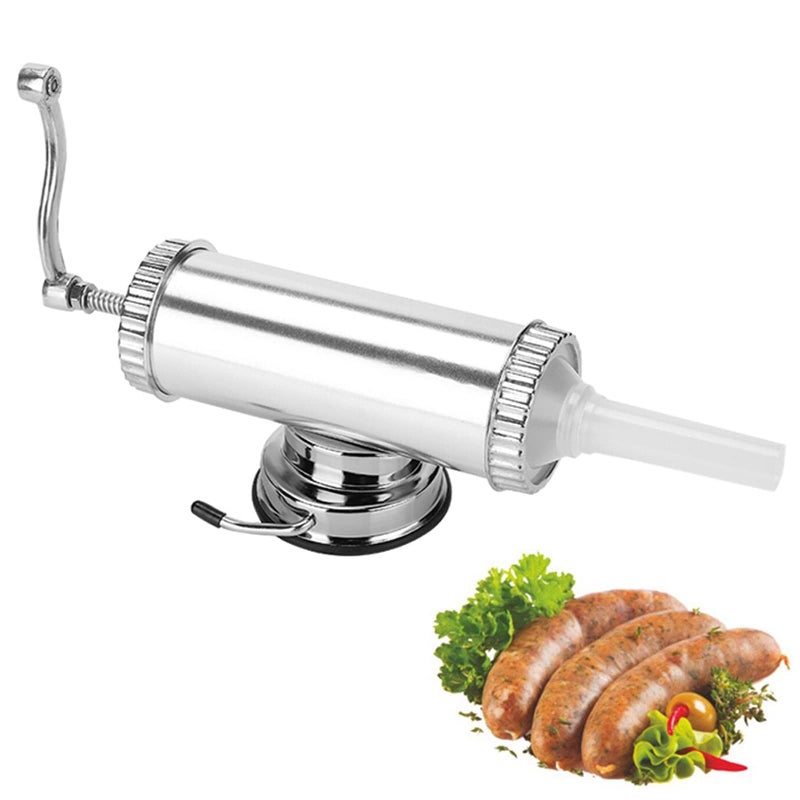 kucoolou 2 LBS Sausage Stuffer With Suction Base Homemade Sausage Filler Sausage Syringe Aluminum Manual Sausage Maker