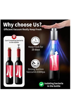 KASTWAVE Wine Bottle Stoppers 2-in-1 Vacuum Wine Stopper Stainless Steel Wine Savers, Reusable Wine Preserver, Vacuum Pump Corks Keep Wine Really Fresh  - Image 2