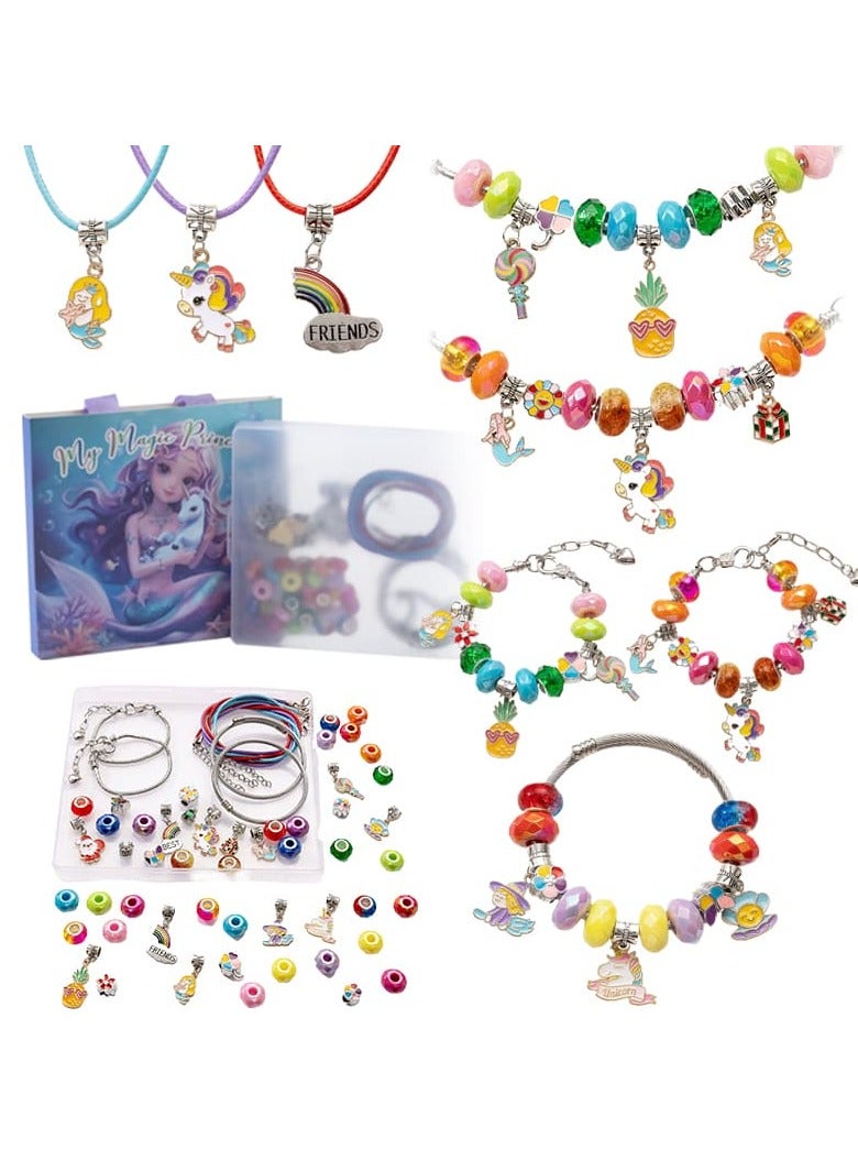 Aideli Beads Bracelet Making Kit, 56 Pcs Mermaid Theme DIY Jewelry Craft with Charms & Gift Box for Girls - Image 5