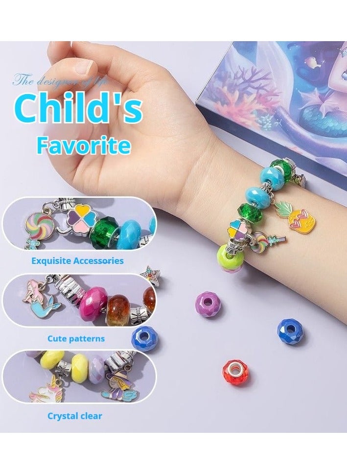 Aideli Beads Bracelet Making Kit, 56 Pcs Mermaid Theme DIY Jewelry Craft with Charms & Gift Box for Girls - Image 3
