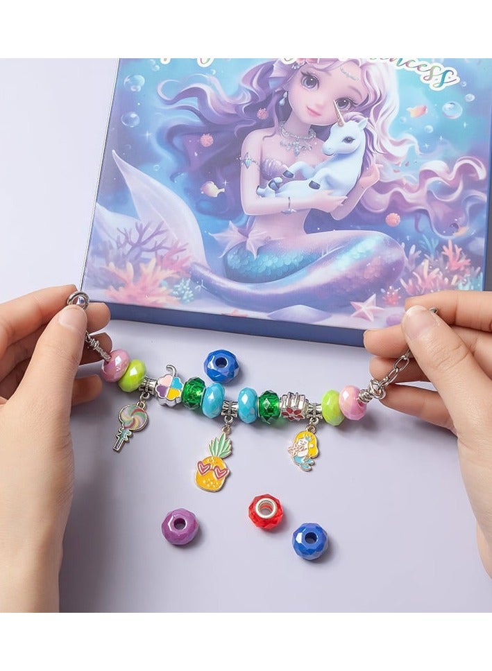 Aideli Beads Bracelet Making Kit, 56 Pcs Mermaid Theme DIY Jewelry Craft with Charms & Gift Box for Girls - Image 4