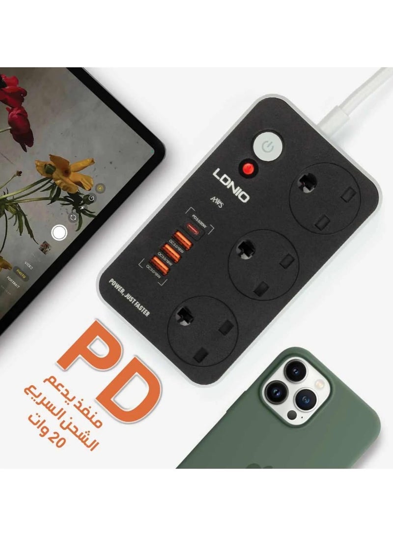لدينو Ldnio 5M fireproof electrical connection with three plugs and a PD port - Image 3
